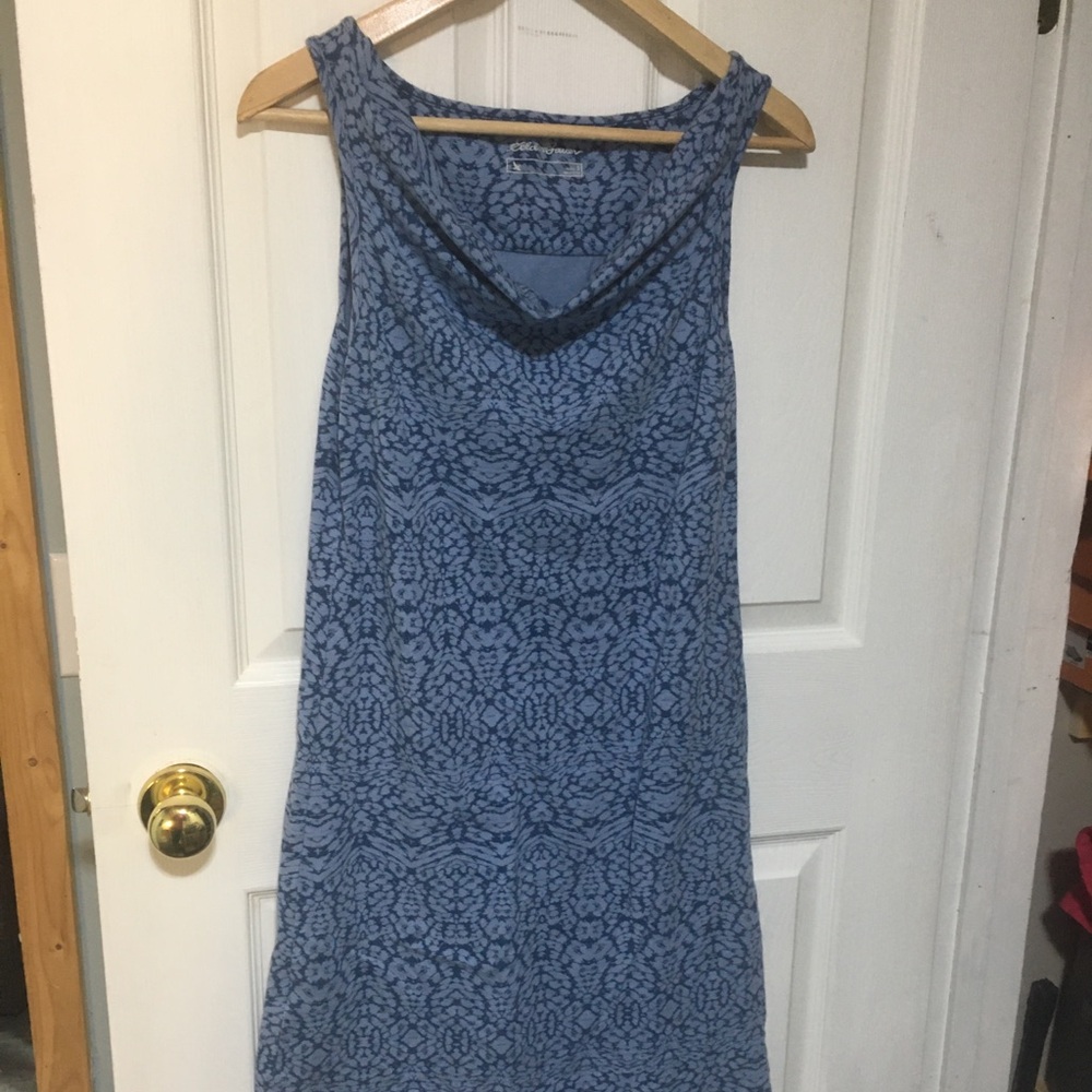 Blue Patterned Sleeveless Dress